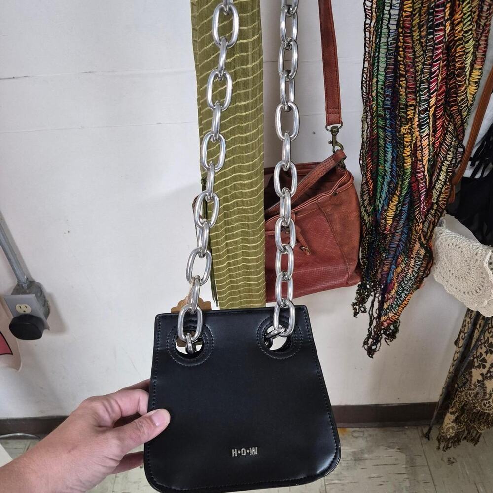 Black leather mini bag